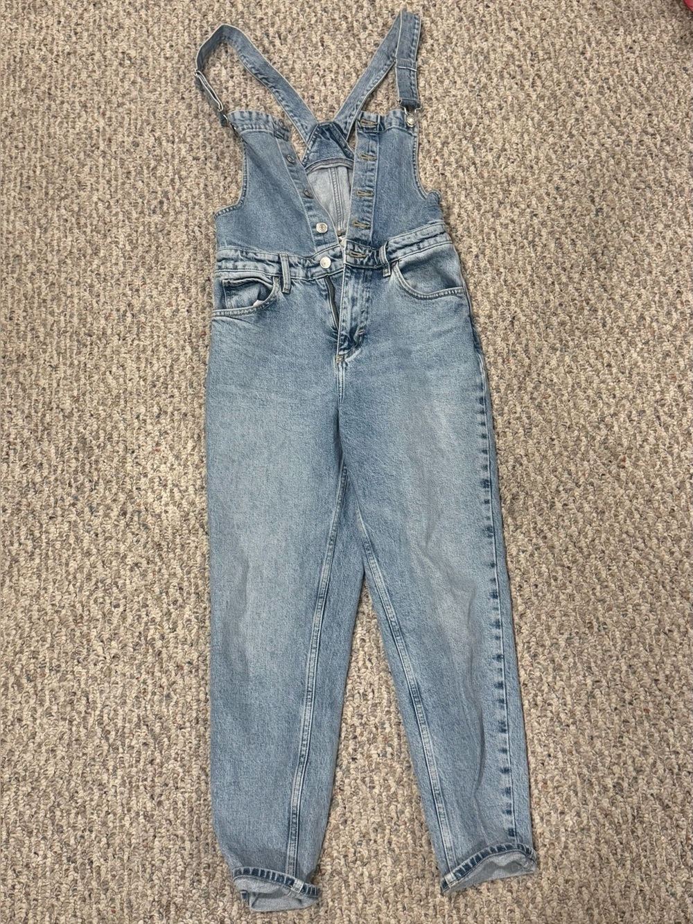 Free People Light Wash Denim Overalls for Women